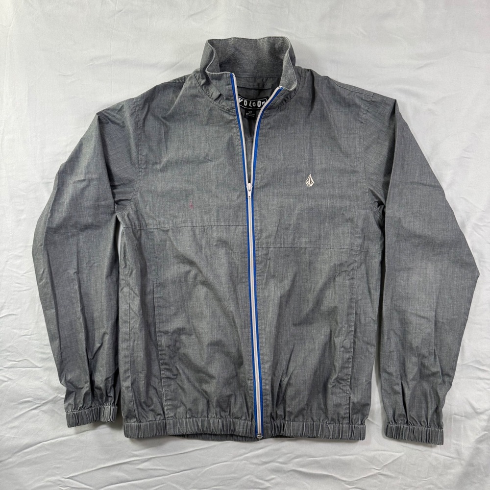 Volcom Fadeaway Jacket Grey Chambray Full Zip Lightweight Adult S/P